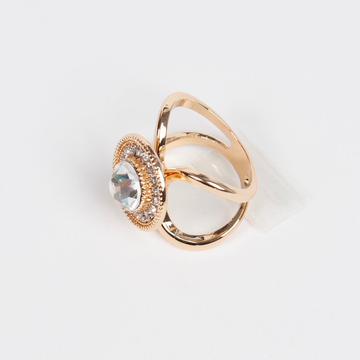 909662 Skjerf, Skjerf ring stor strass sten - gull