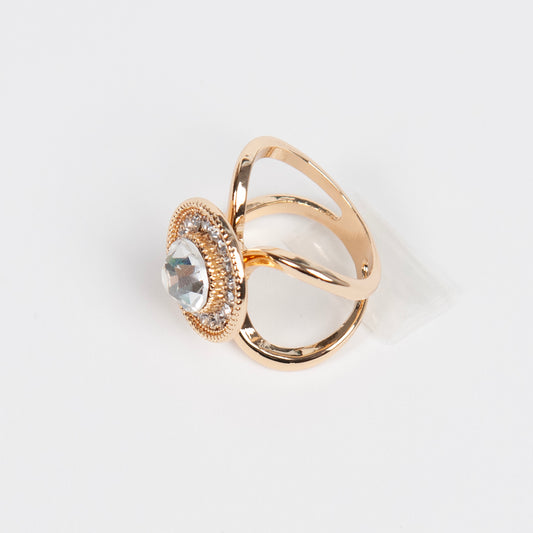 909662 Skjerf, Skjerf ring stor strass sten - gull