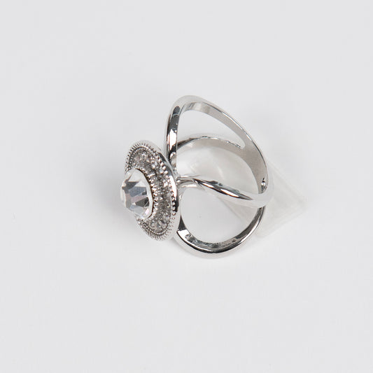 909686 Skjerf, Skjerf ring stor strass sten - sølv