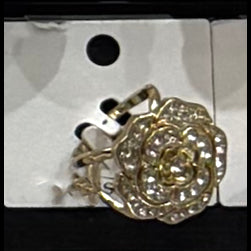 909762 Skjerf, Skjerf ring blomst med strass stener - gull