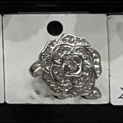 909786 Skjerf, Skjerf ring blomst med strass stener - sølv