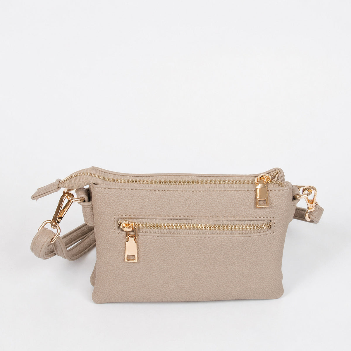 910305 Veske, Liten clutch med glidelås - beige