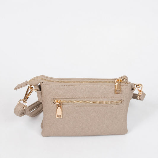 910305 Veske, Liten clutch med glidelås - beige