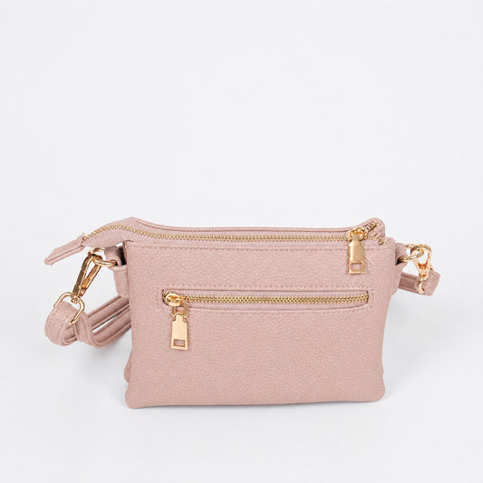 910336 Veske, Liten clutch med glidelås - lys rosa