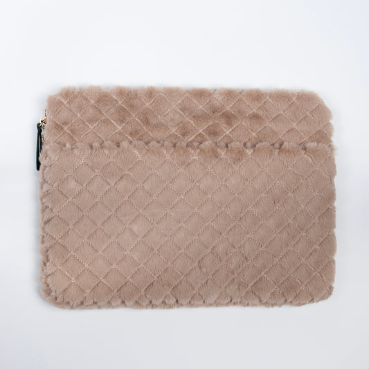 910405 Veske, Pc-cover fuskpels - beige