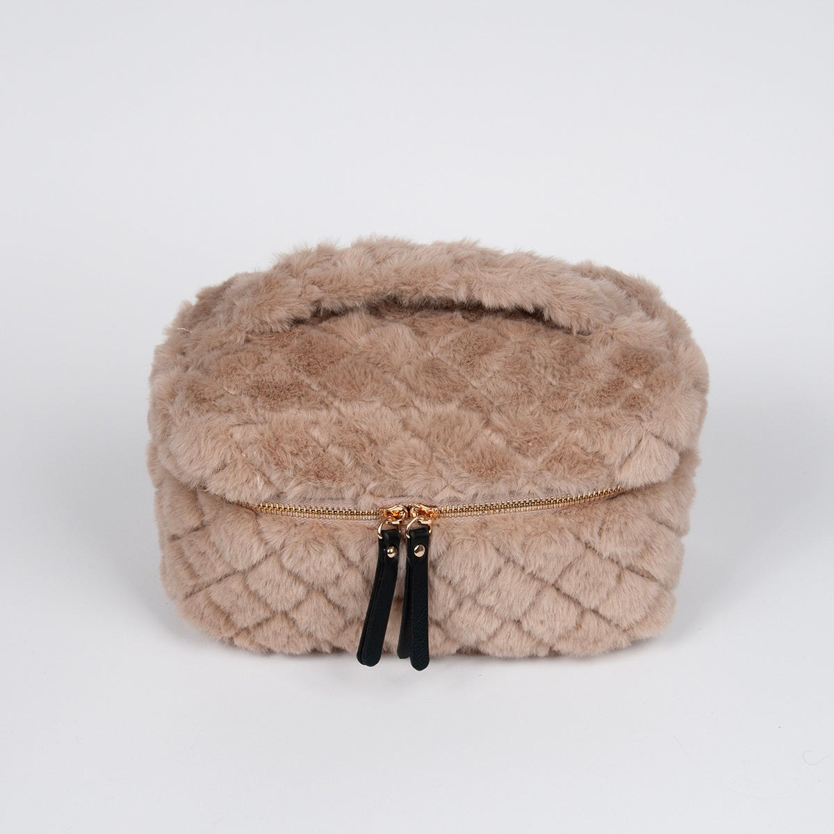 910505 Veske, Makeup-bag fuskpels -beige