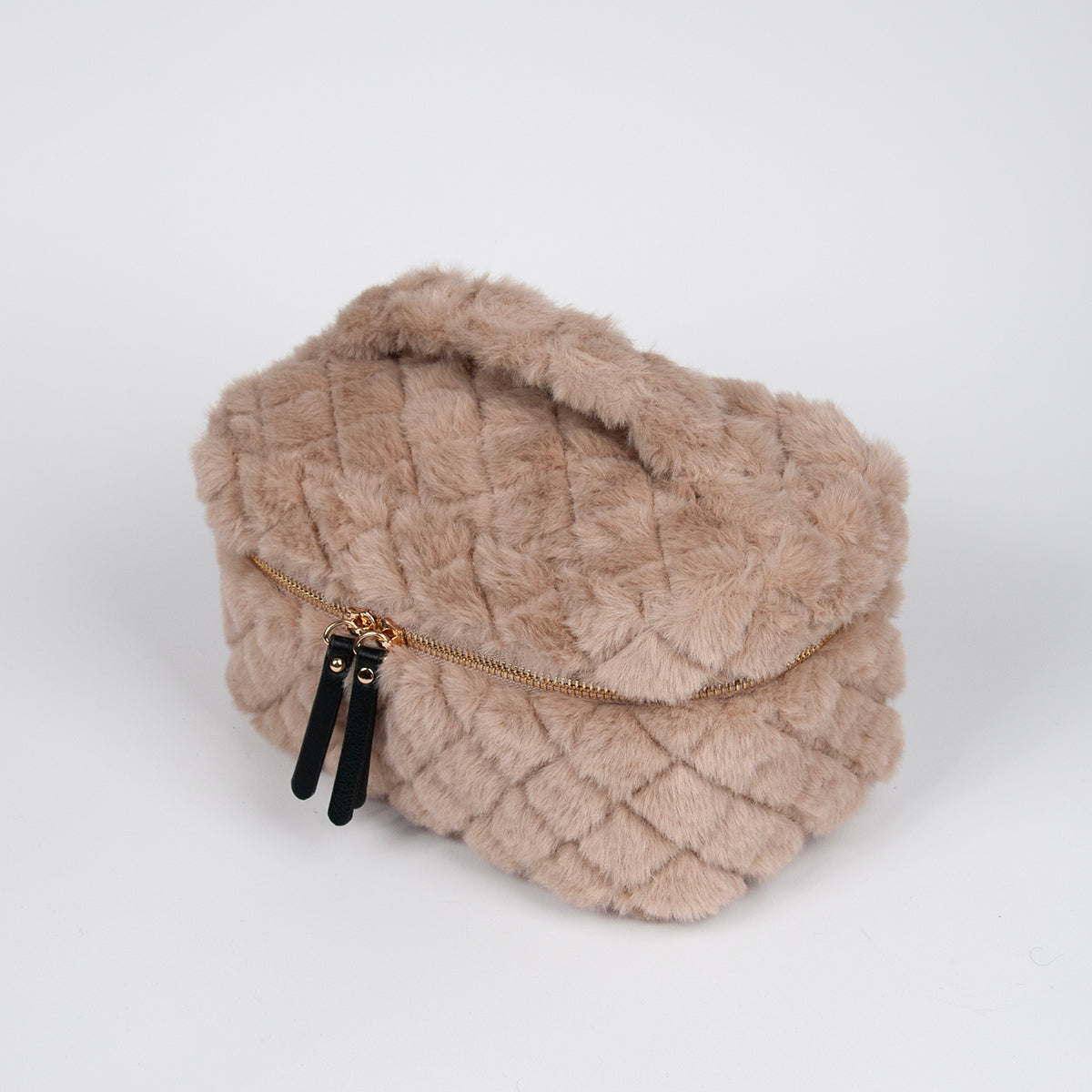 910505 Veske, Makeup-bag fuskpels -beige