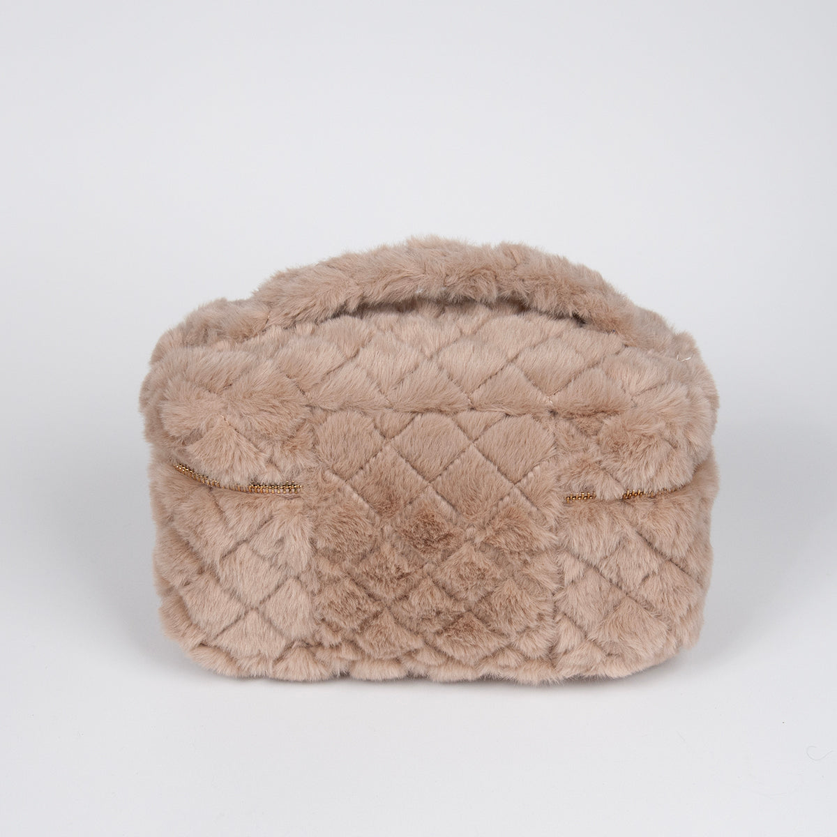 910505 Veske, Makeup-bag fuskpels -beige