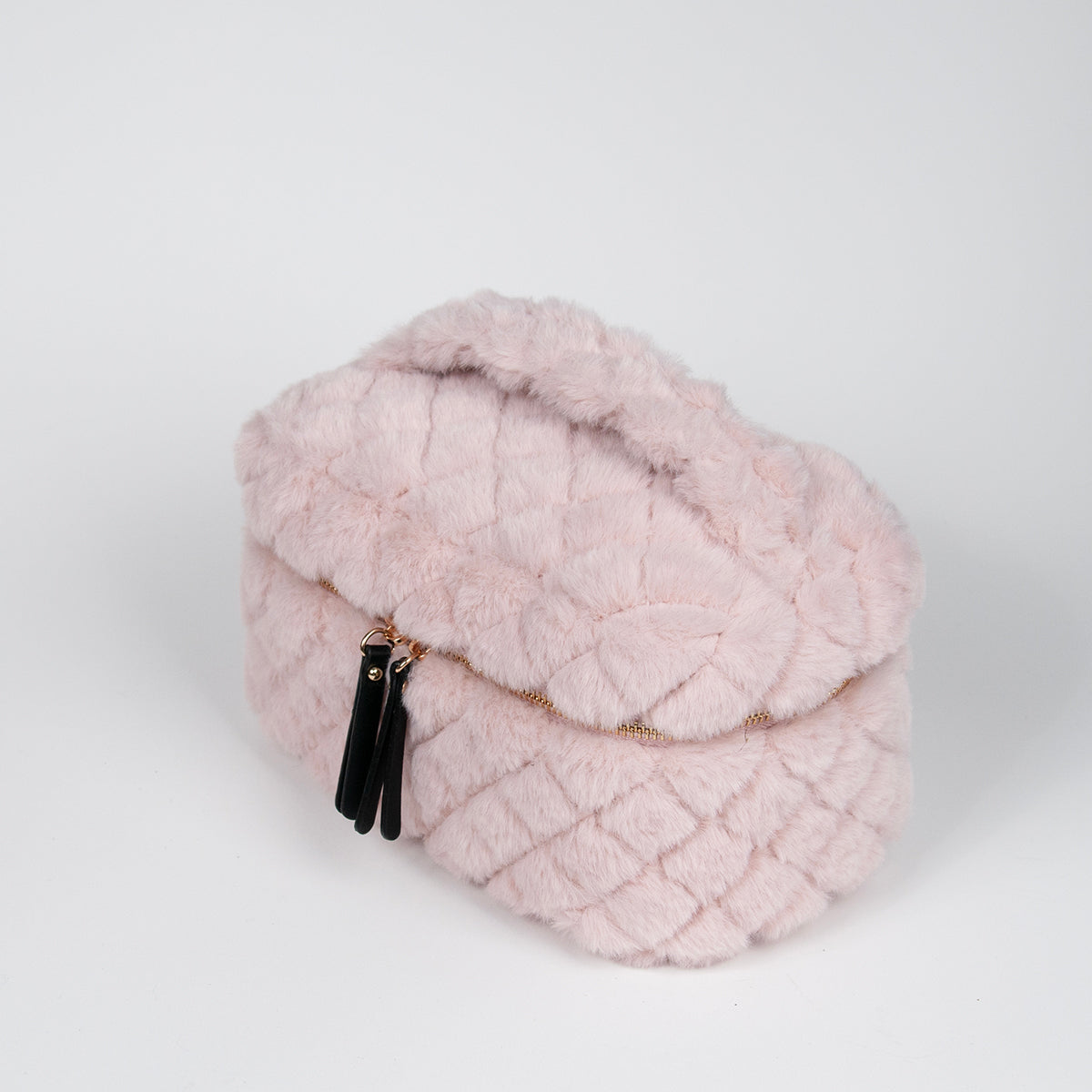 910536 Veske, Makeup-bag fuskpels - lys rosa
