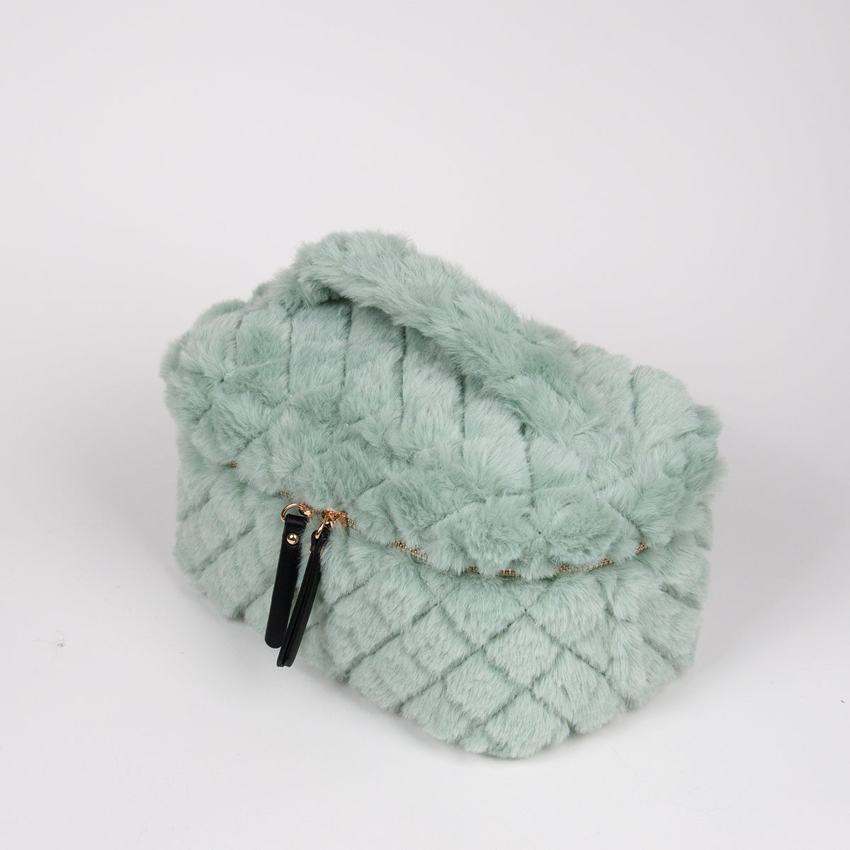 910558 Veske, Makeup-bag fuskpels - lys grønn