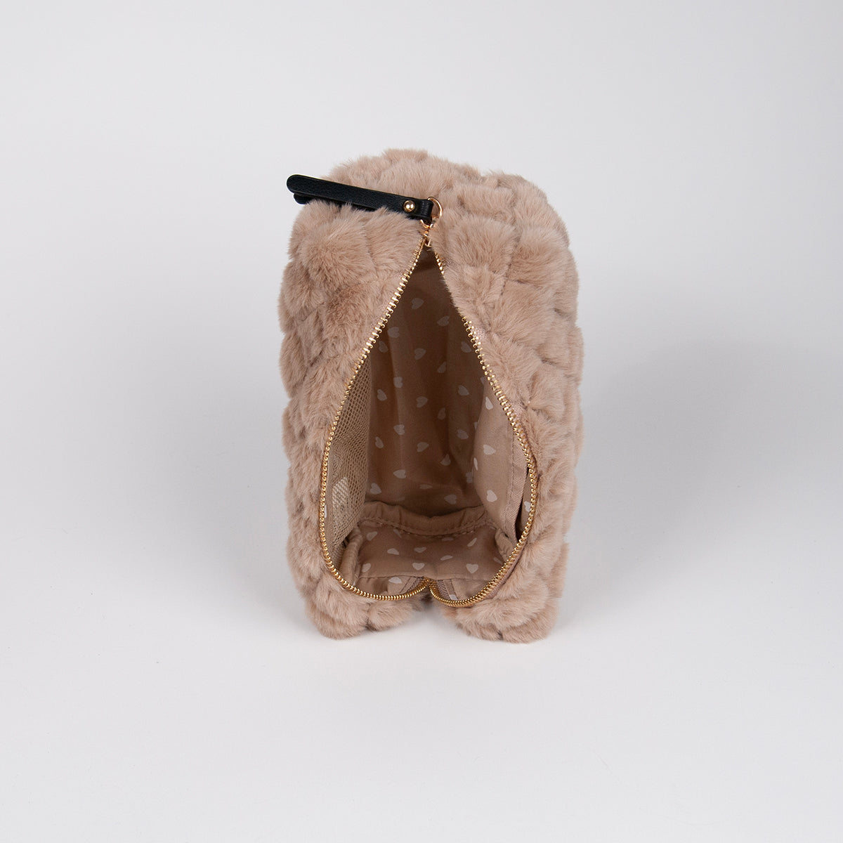 910605 Veske, Liten makeup-bag fuskpels - beige