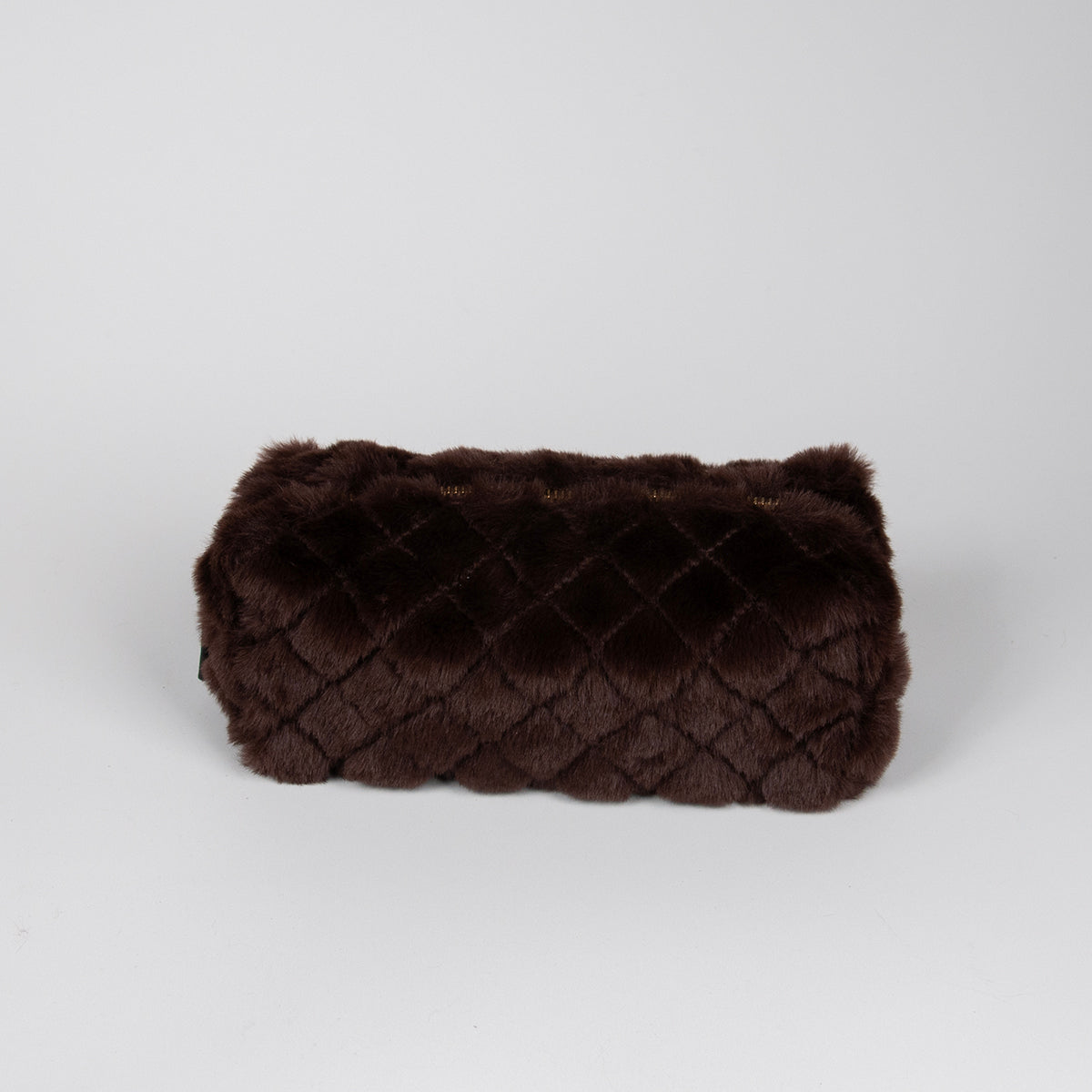 910611 Veske, Liten makeup-bag fuskpels - brun