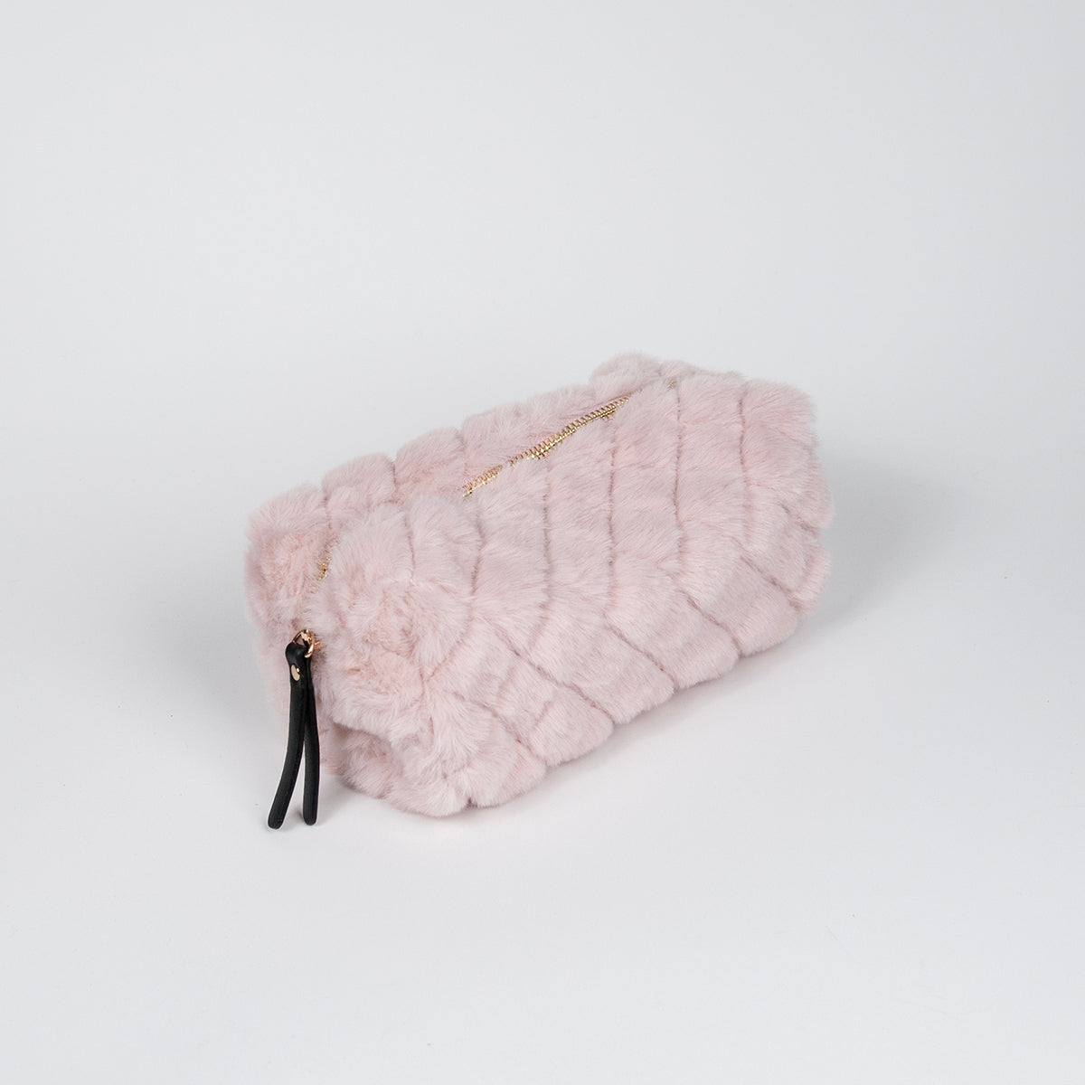 910636 Veske, Liten makeup-bag fuskpels - lys rosa