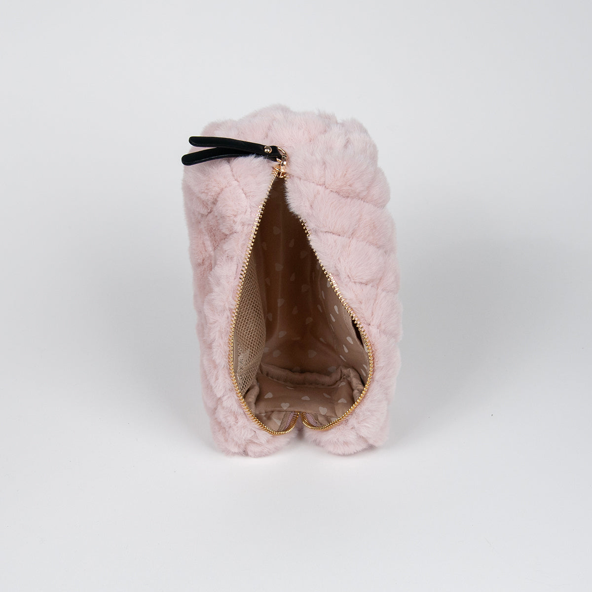 910636 Veske, Liten makeup-bag fuskpels - lys rosa