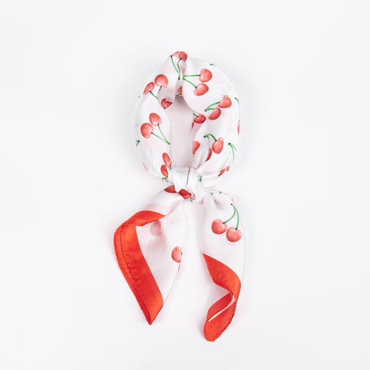 910723  Skjerf, Lite skjerf cherry print - rød