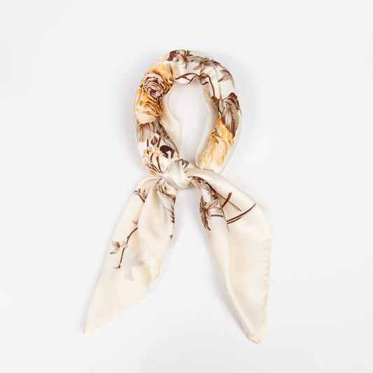 910962  Skjerf, Lite skjerf store blomster - lys gul