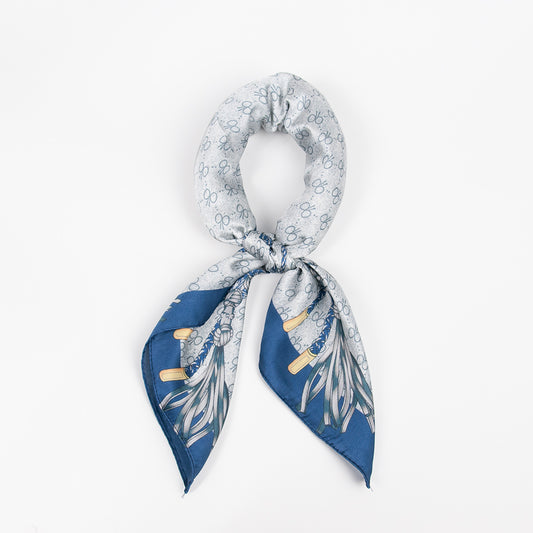 911341  Skjerf, Lite skjerf tassel print - marine