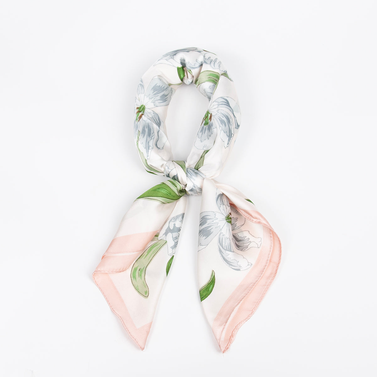 911736  Skjerf, Lite skjerf blomster med lys rosa kant - lys rosa