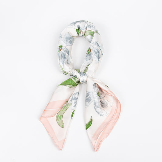 911736  Skjerf, Lite skjerf blomster med lys rosa kant - lys rosa