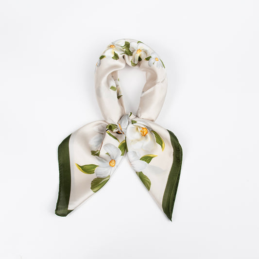 911750  Skjerf, Lite skjerf prestekrage print med grønn kant