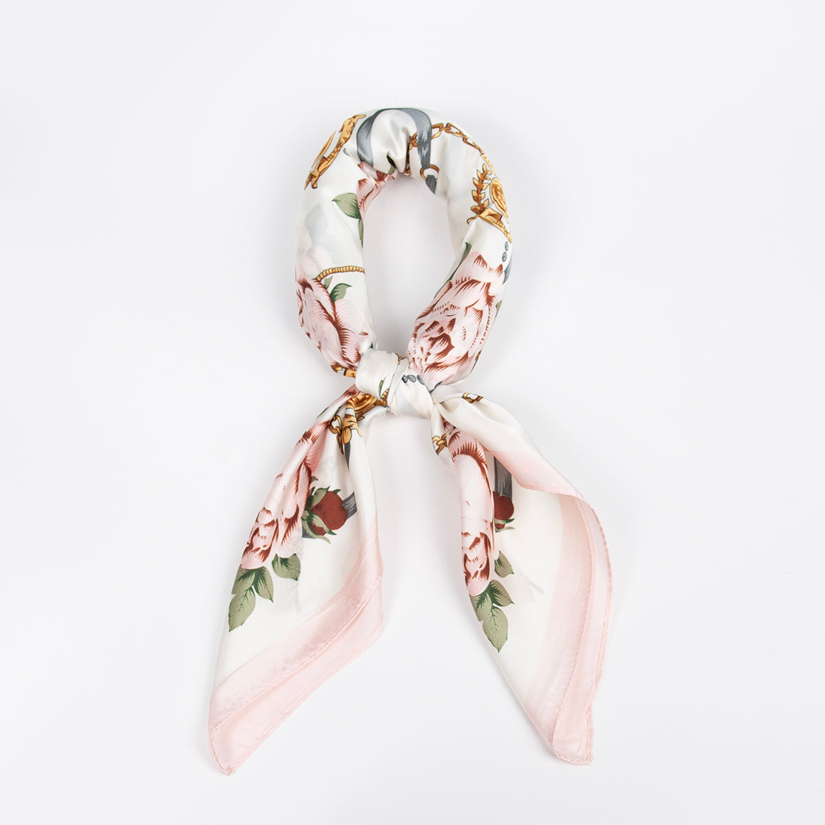 911836  Skjerf, Lite skjerf chain & flower print - lys rosa