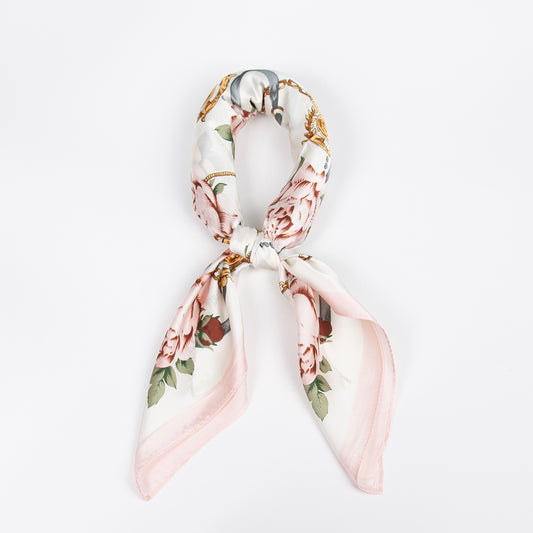 911836  Skjerf, Lite skjerf chain & flower print - lys rosa