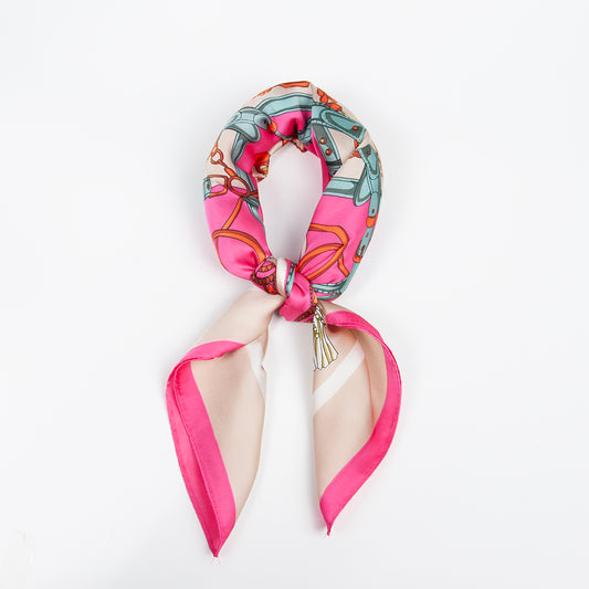 911932  Skjerf, Lite skjerf chain print - pink
