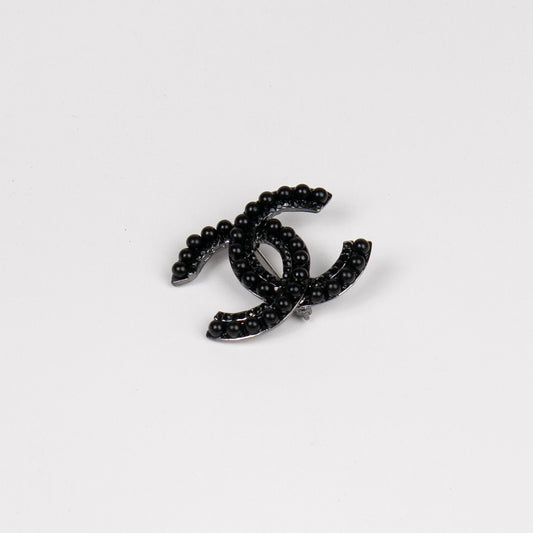 912701 Brosje, CC brosje med fargede perler - svart