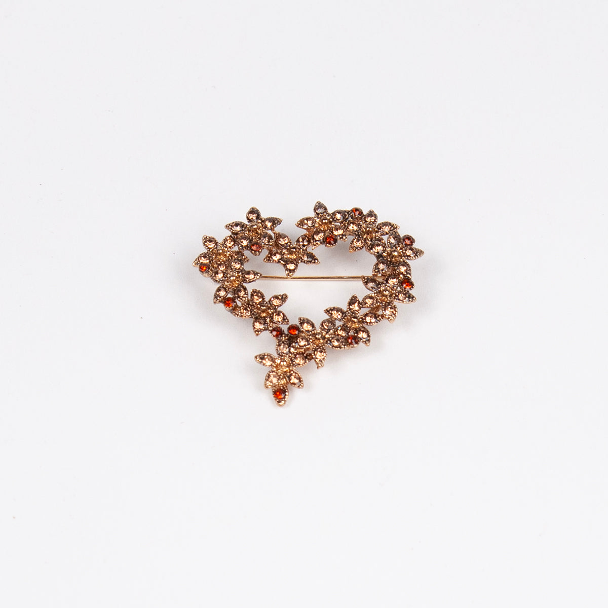 912862 Brosje, Hjerte brosje med strass stener - gull