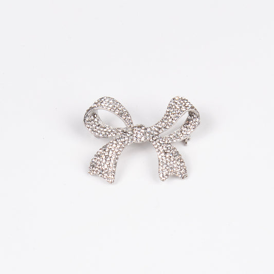 912986 Brosje, Sløyfe m/ strass stener - sølv
