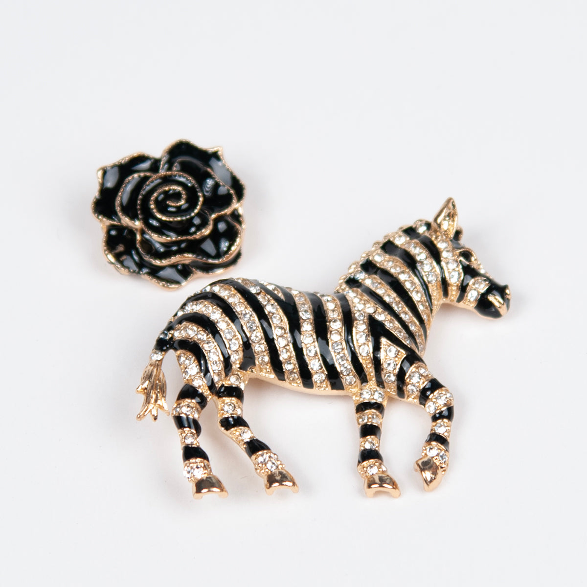913862 Brosje, Safari brosje Zebra+ blomst mix
