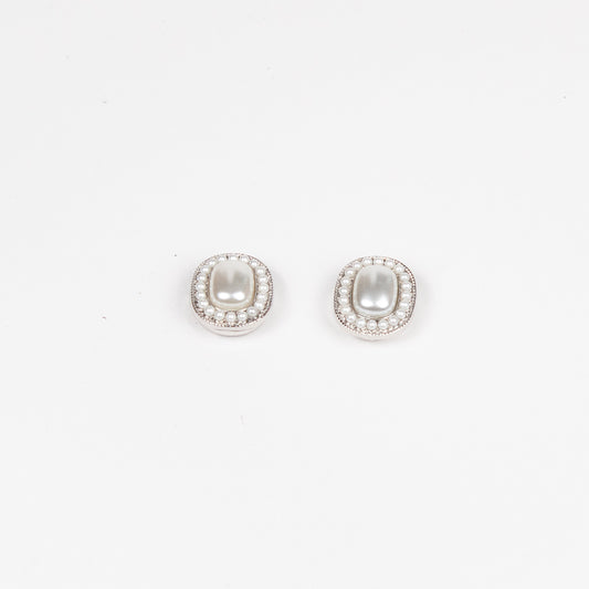 914686 Brosje, Knappedekor 2 pcs Strass sten - sølv