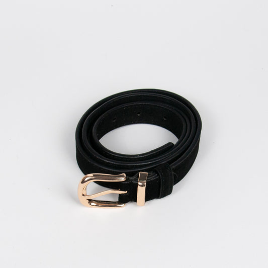 915501X Belte (6 stk) Smalt semsket skinnbelte - svart