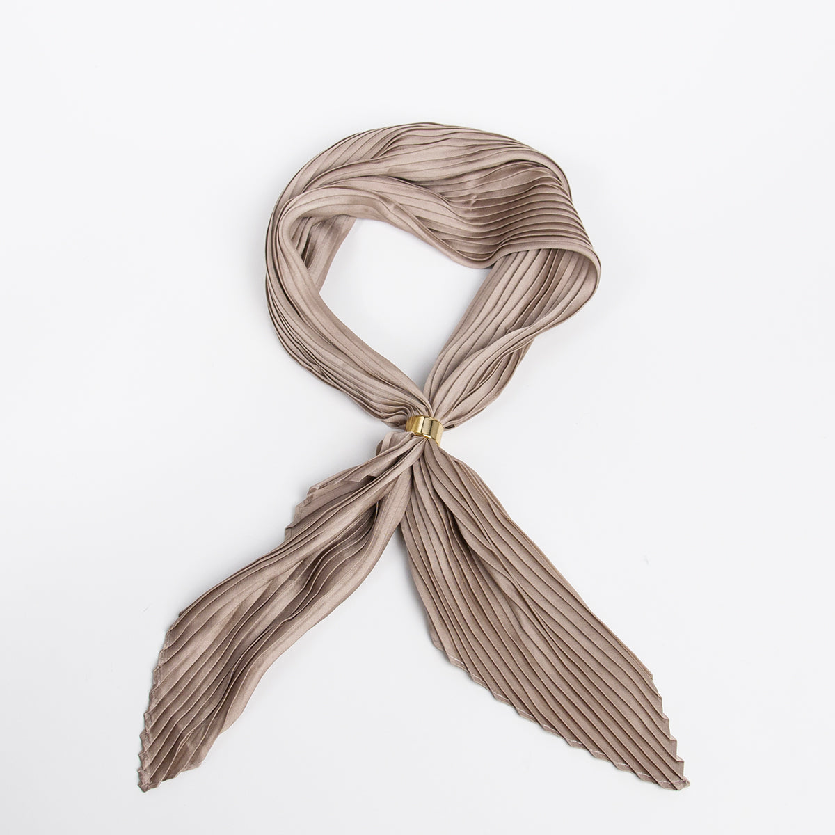 915505  Skjerf, Lite plizze skjerf med skjerf ring - beige