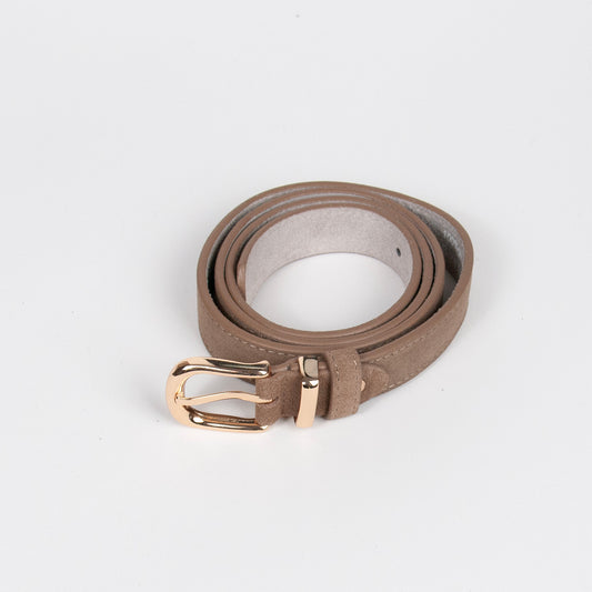 915507 Belte (6 stk) Smalt semsket skinnbelte - taupe