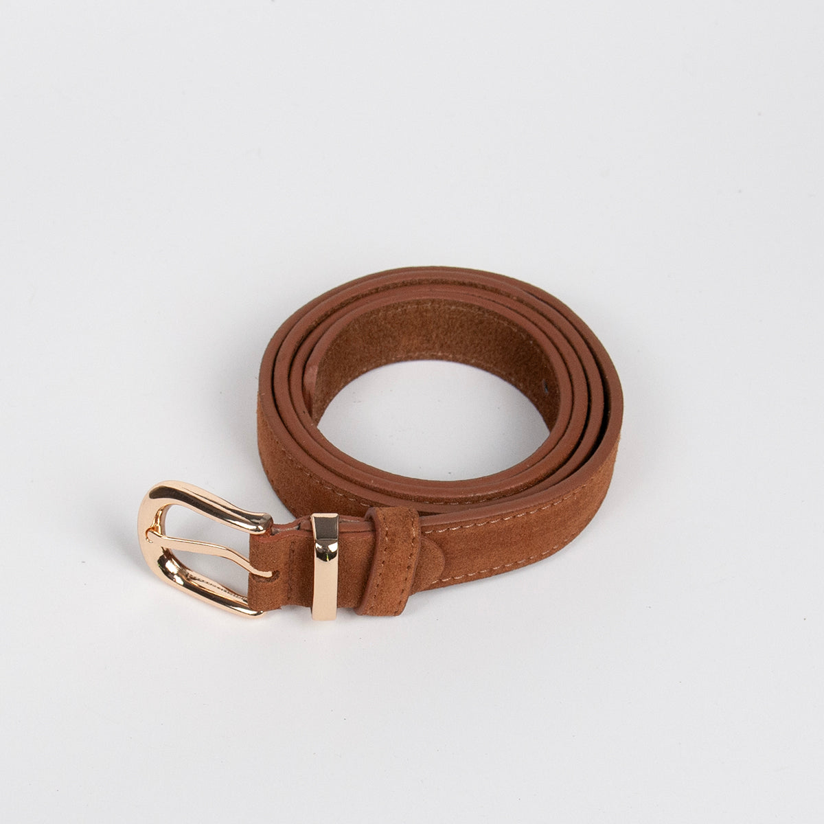 915515 Belte (6 stk) Smalt semsket skinnbelte - cognac