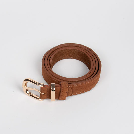 915515 Belte (6 stk) Smalt semsket skinnbelte - cognac