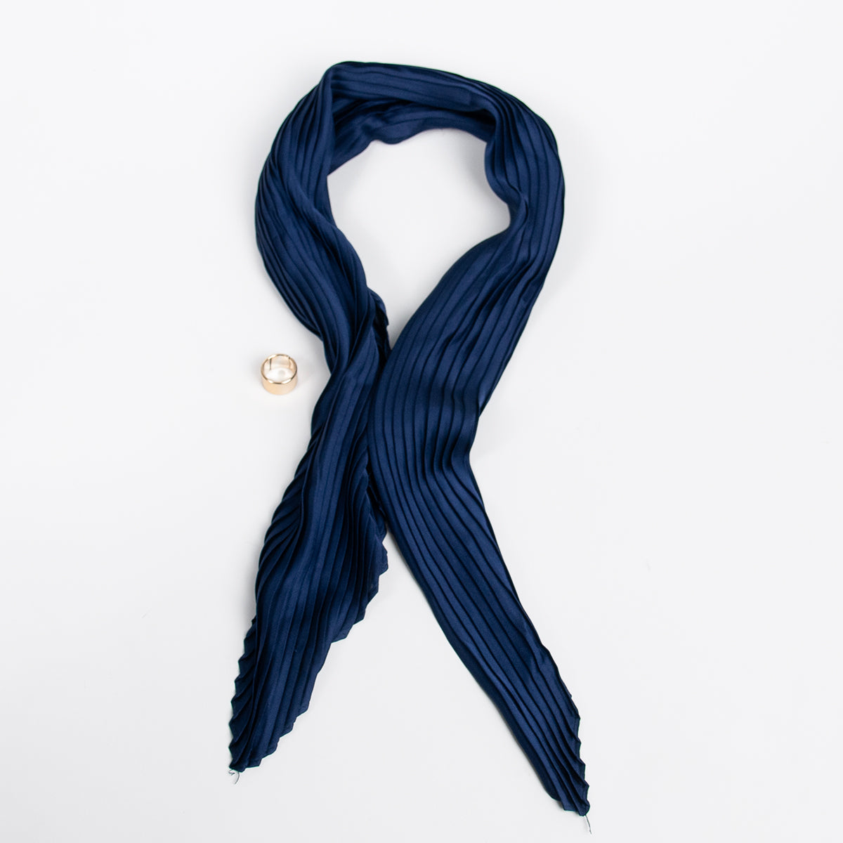 915541  Skjerf, Lite plizze skjerf med skjerf ring - marine
