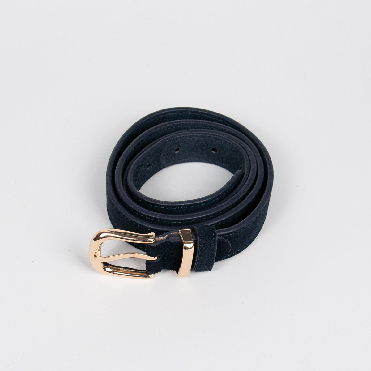 915541X Belte  ( 6 stk) Smalt semsket skinnbelte - marine
