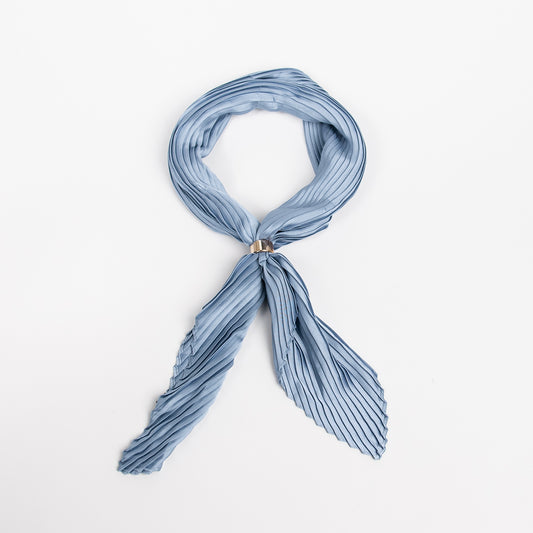 915544  Skjerf, Lite plizze skjerf med skjerf ring - jeansblå