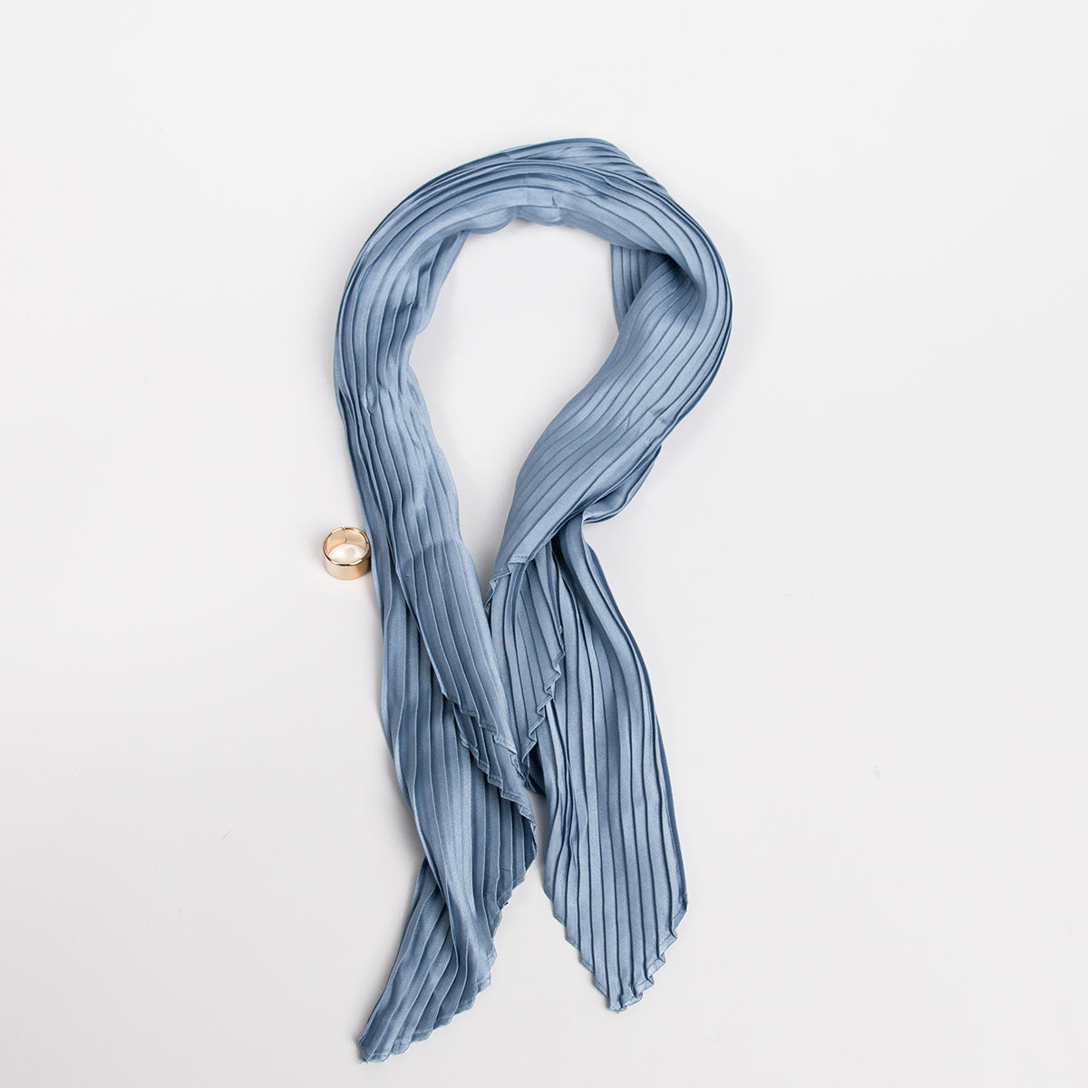 915544  Skjerf, Lite plizze skjerf med skjerf ring - jeansblå