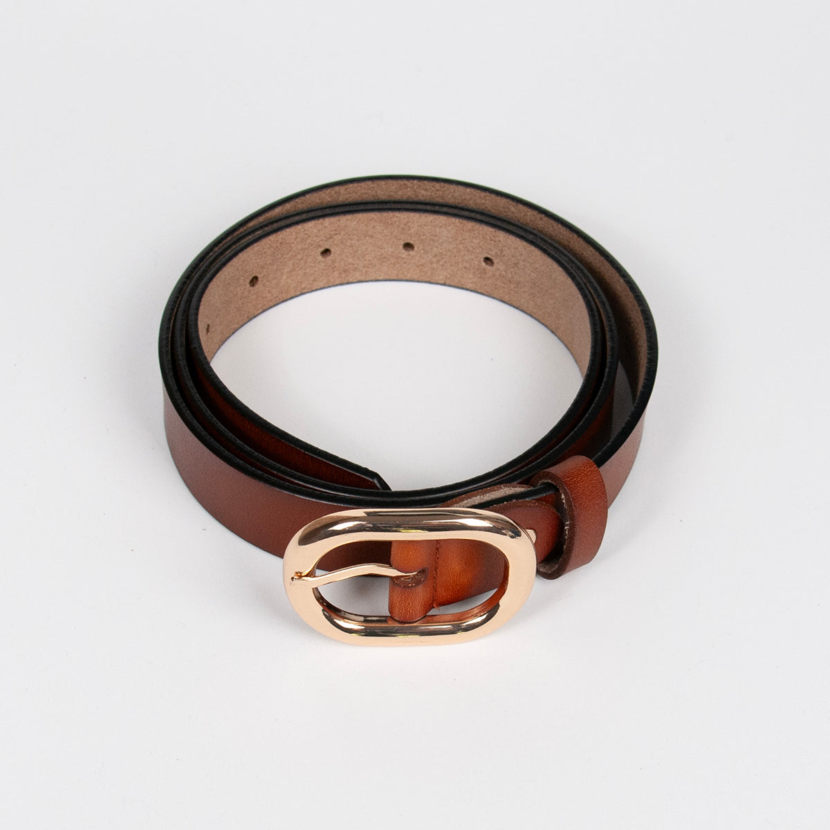 915615 Belte (6 stk) Skinnbelte med oval spenne - cognac