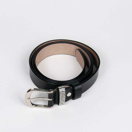 915901 Belte (6 stk) Skinnbelte med strass loop  - svart
