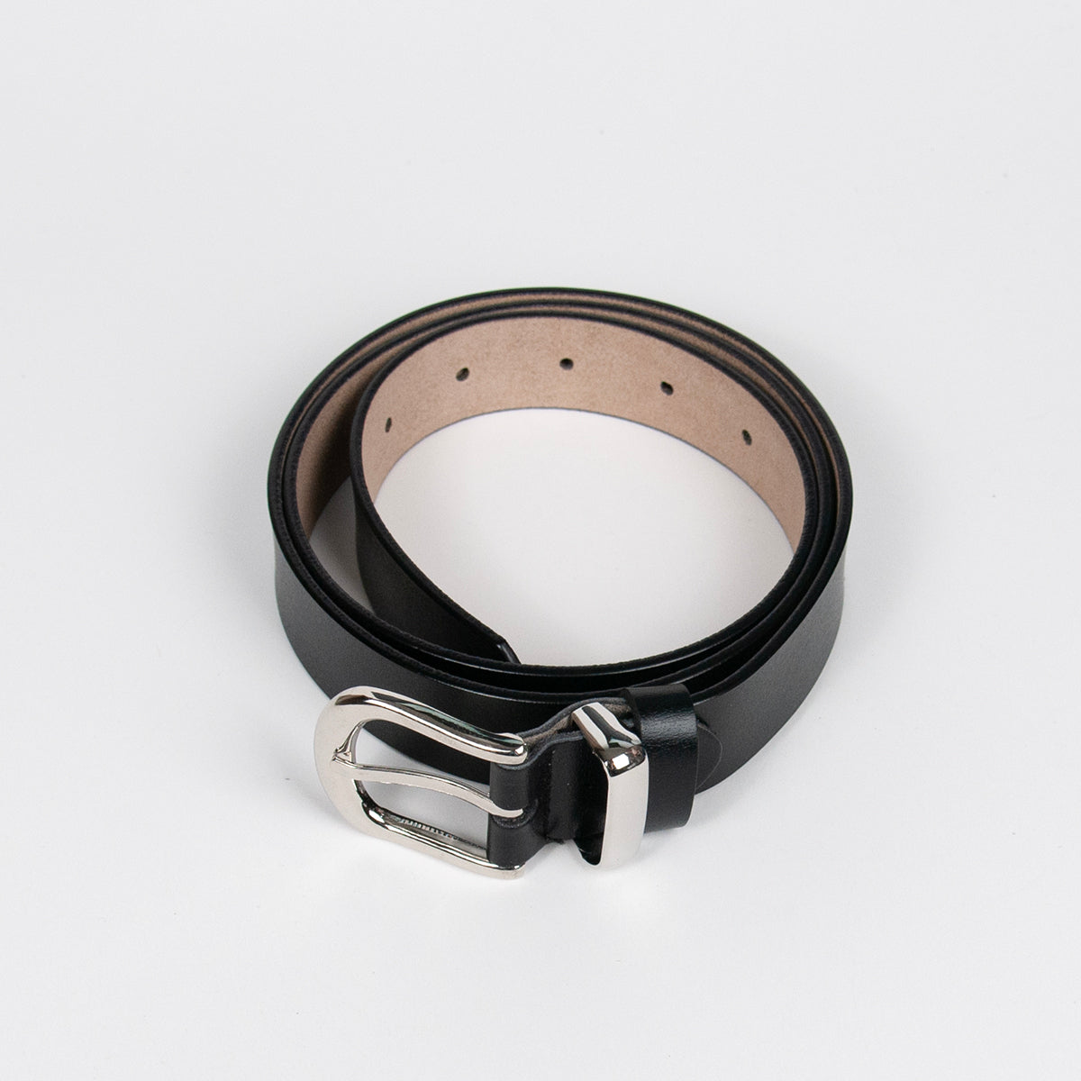 916001 Belte (6 stk) Skinnbelte med metal loop  - svart