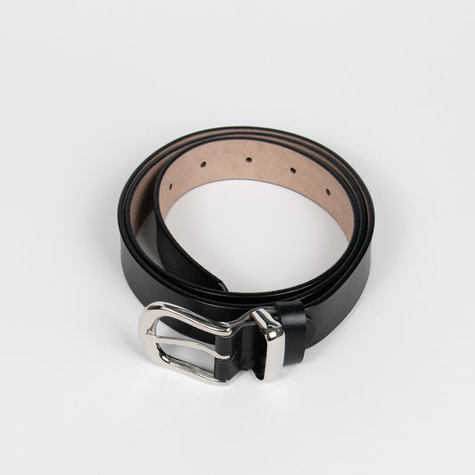 916001 Belte (6 stk) Skinnbelte med metal loop  - svart