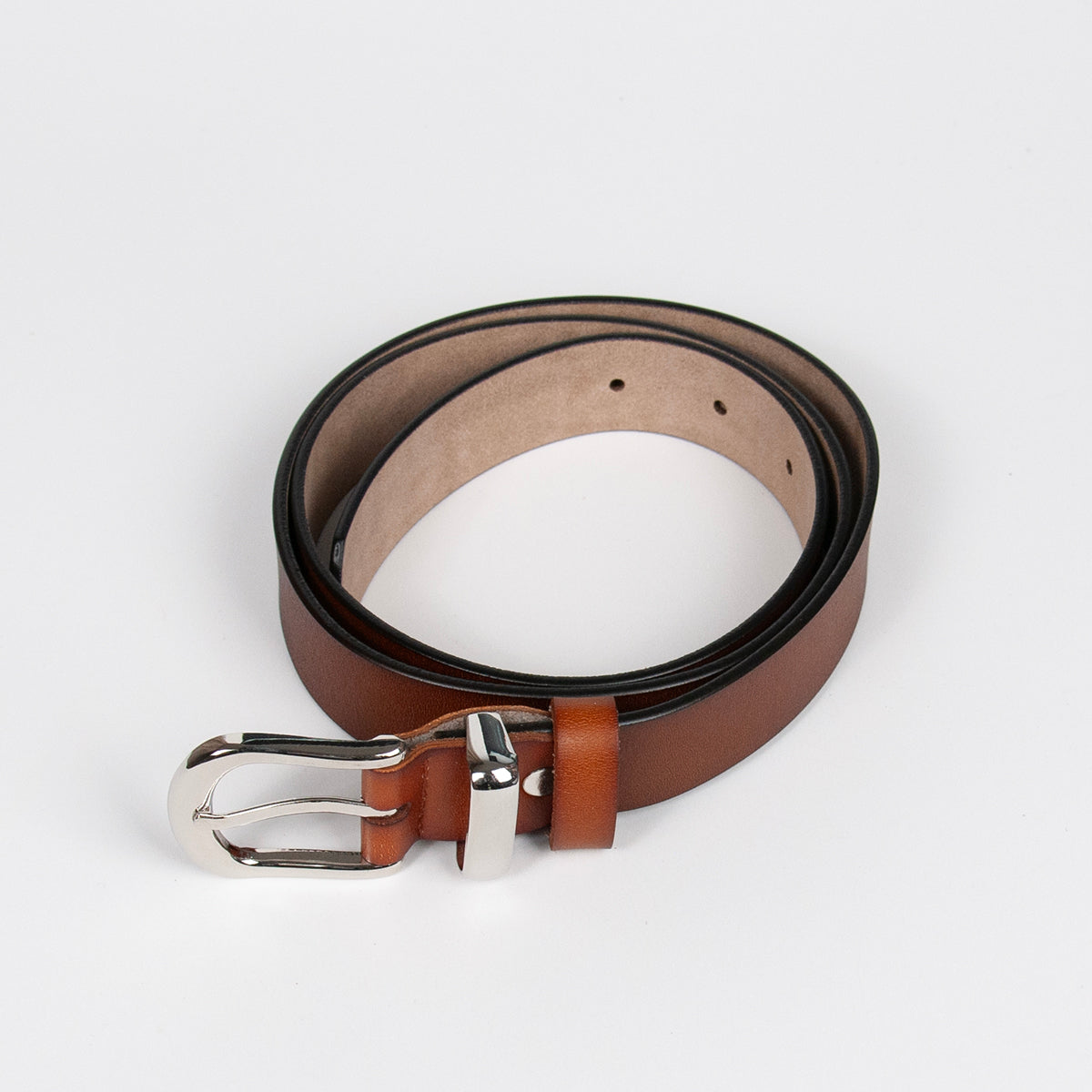 916015 Belte (6 stk) Skinnbelte med metal loop  - cognac