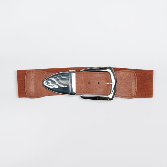 916115 Belte (6 stk) Strikkbelte med stor spenne - cognac