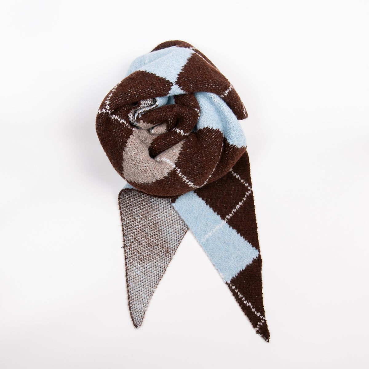 916511 Skjerf, Harlequin mønstret trekantskjerf - brun