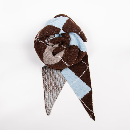 916511 Skjerf, Harlequin mønstret trekantskjerf - brun