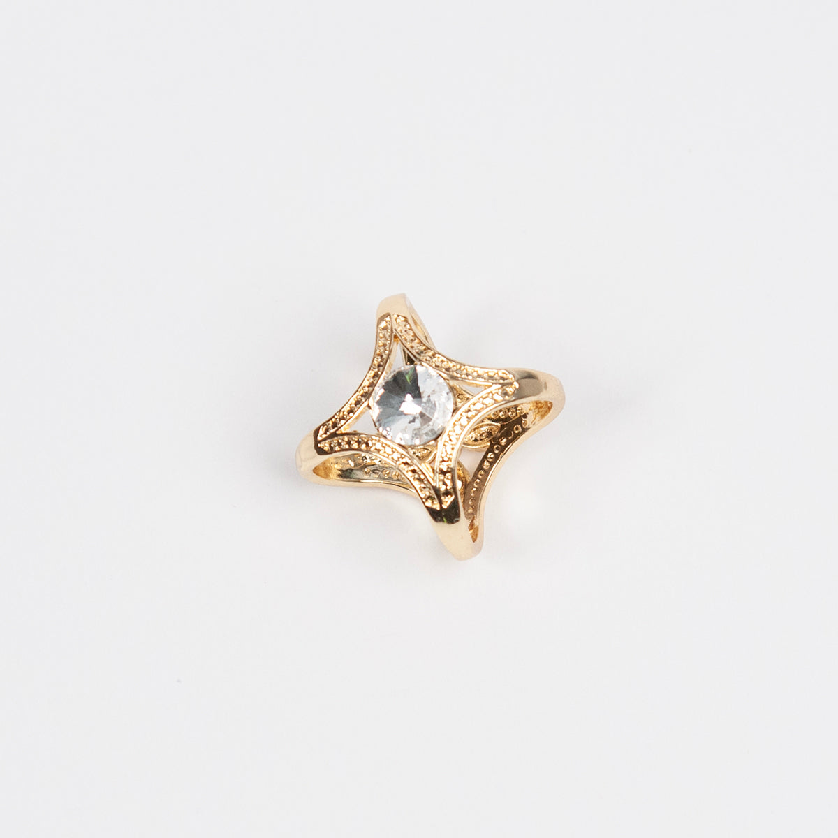 916862 Skjerf ring - Skjerfring med stor strass sten - gull